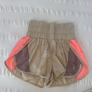 FP Movement by Free People Tan and Neon Pink Athletic Shorts